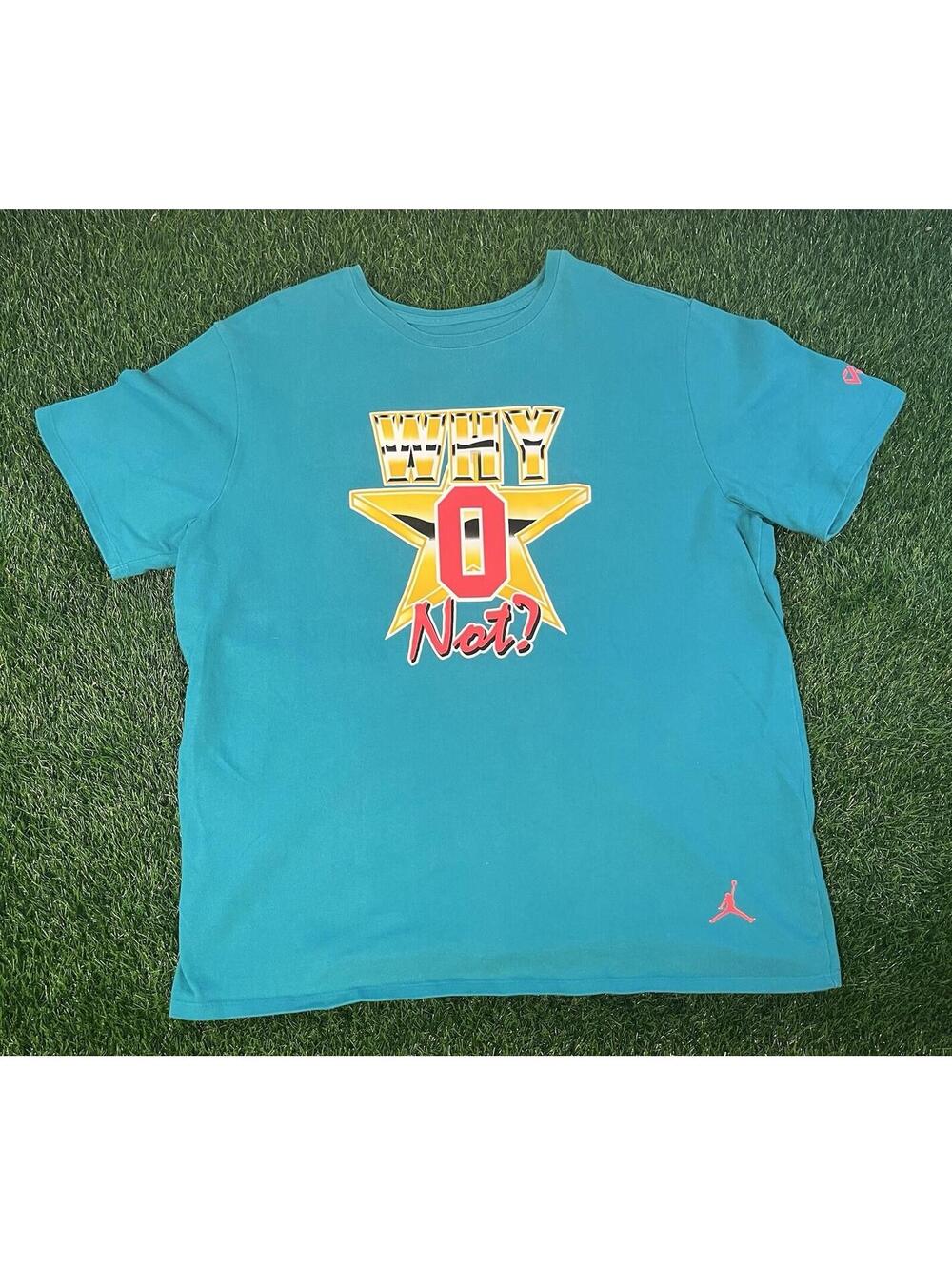 Nike Jordan "Why Not" Russell Westbrook Teal T-Shirt Mens Size 2XL Heavyweight